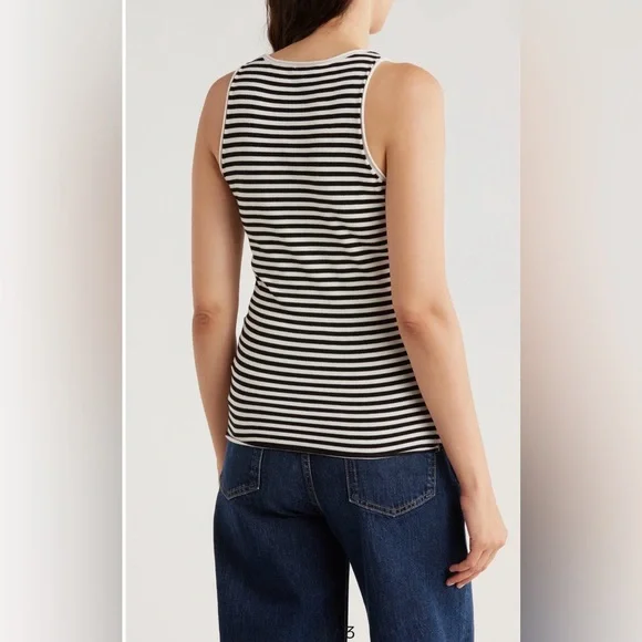 Splendid x Cella Jane Black & Snow Stripe Sweater Tank NWT Size Small - Picture 2 of 8